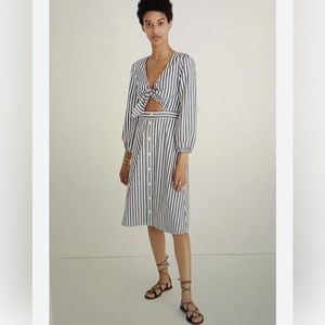 Madewell Shimmer Stripe Cutout Midi Dress